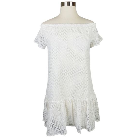 Central Park West x REVOLVE Bristol White Eyelet Mini Dress - Size Medium - Picture 1 of 5